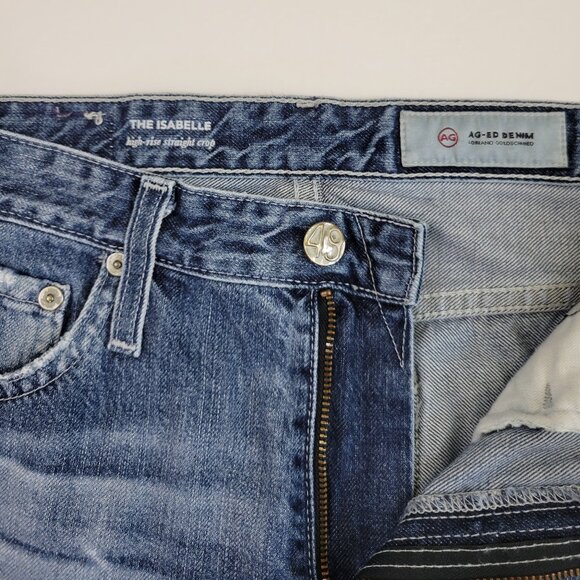 AG Isabelle High Rise Straight Crop Distressed Torn Jean in Wind Worn - Picture 8 of 9